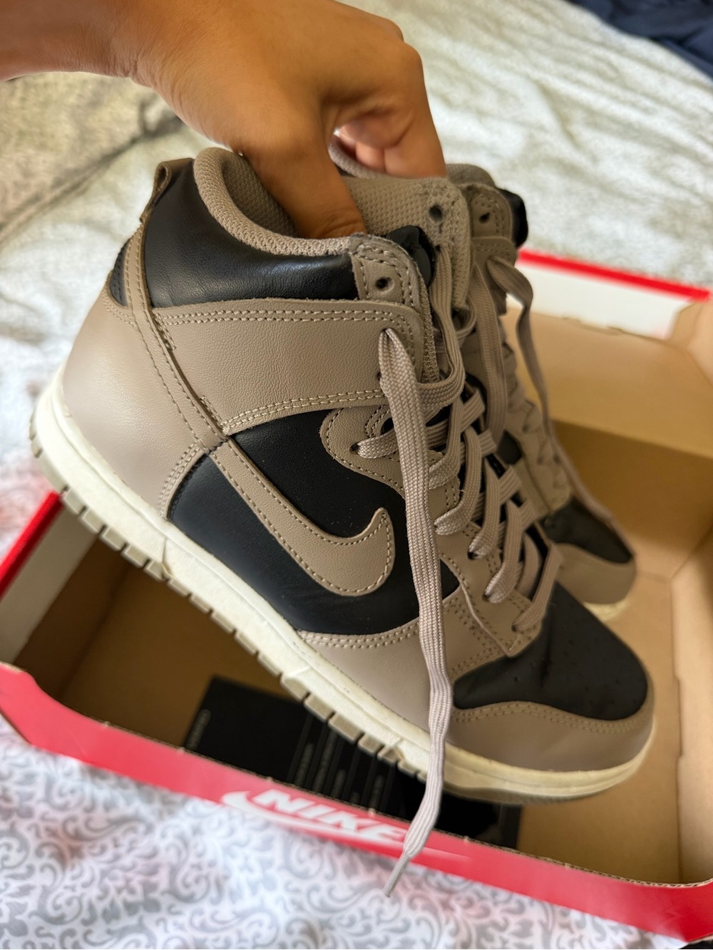 Nike Men's High-Top Sneakers in Taupe and Black
